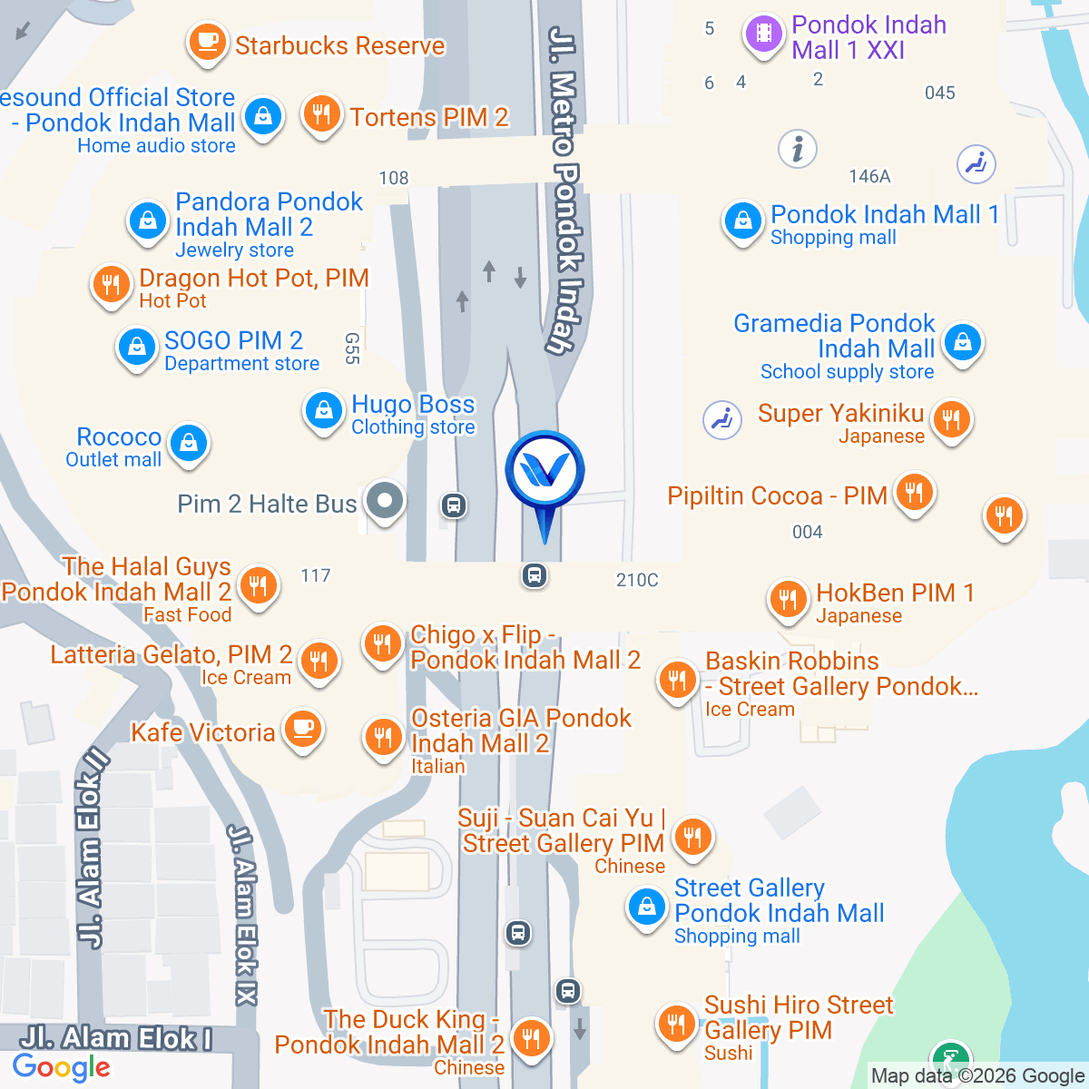 Peta Lokasi LED Sky Bridge Mall Pondok Indah, Jakarta Selatan