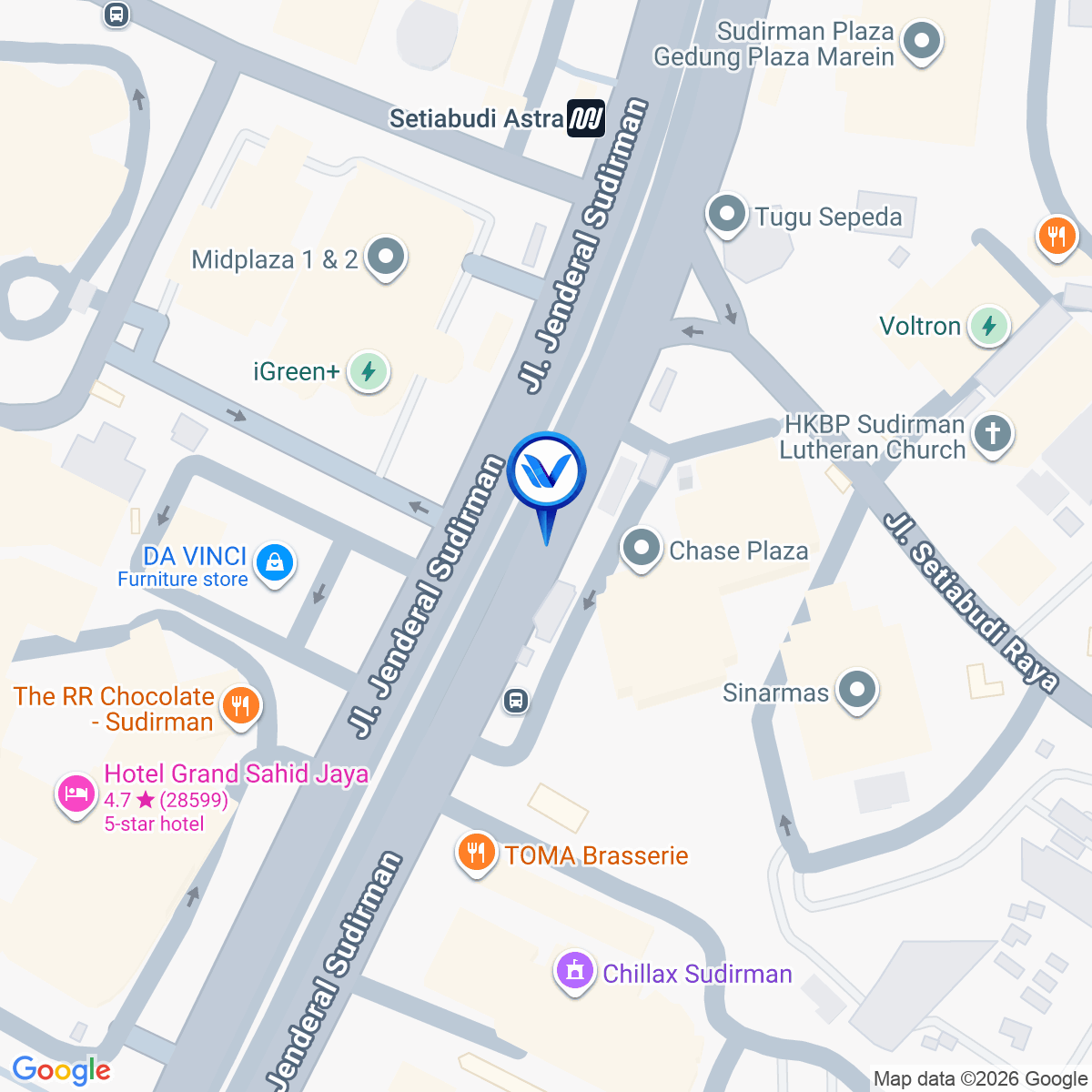 Peta Lokasi LED Setiabudi Jl. Jendral Sudirman, Jakarta Selatan