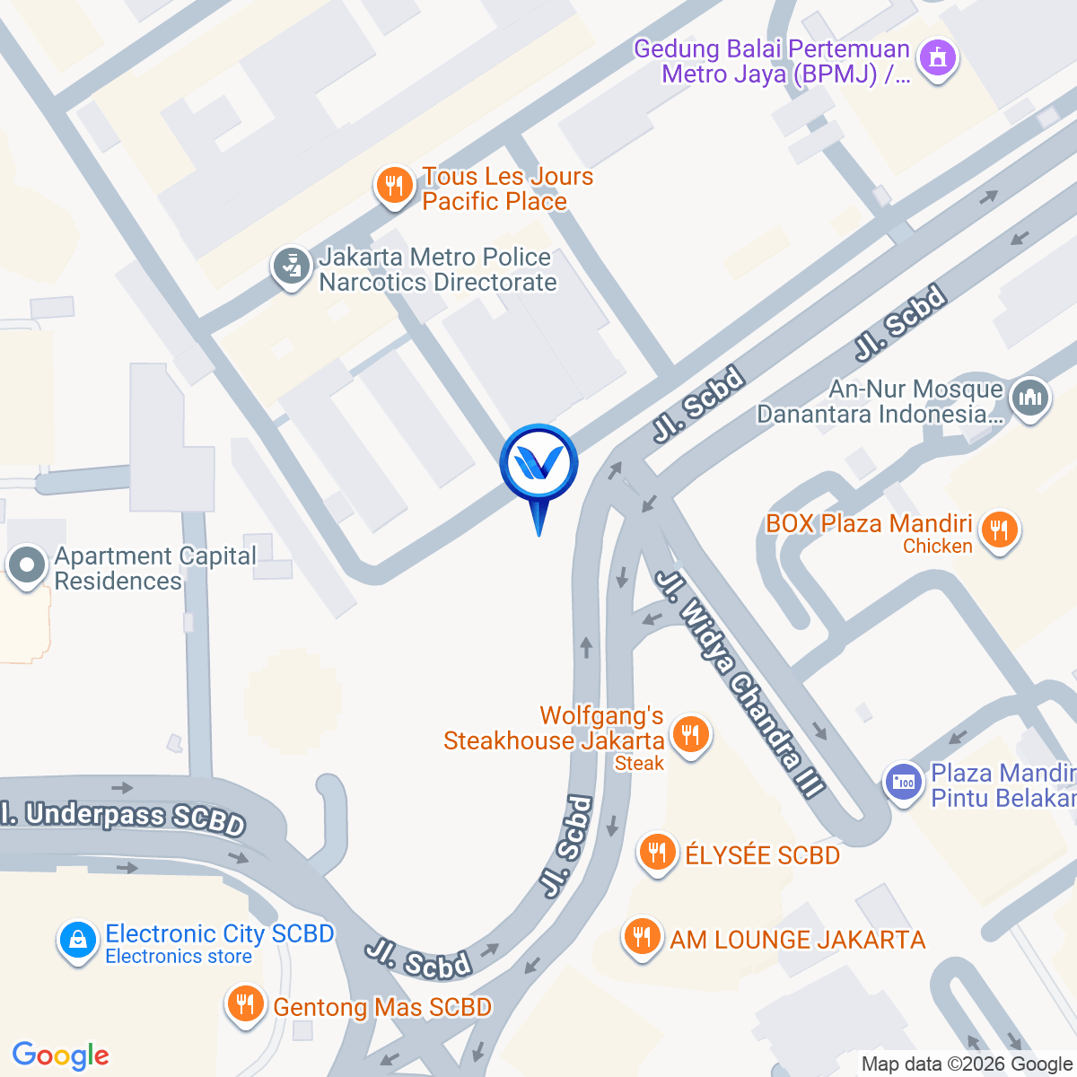 Peta Lokasi LED SCBD Lot 23 Jl. Jend. Sudirman, Jakarta Selatan