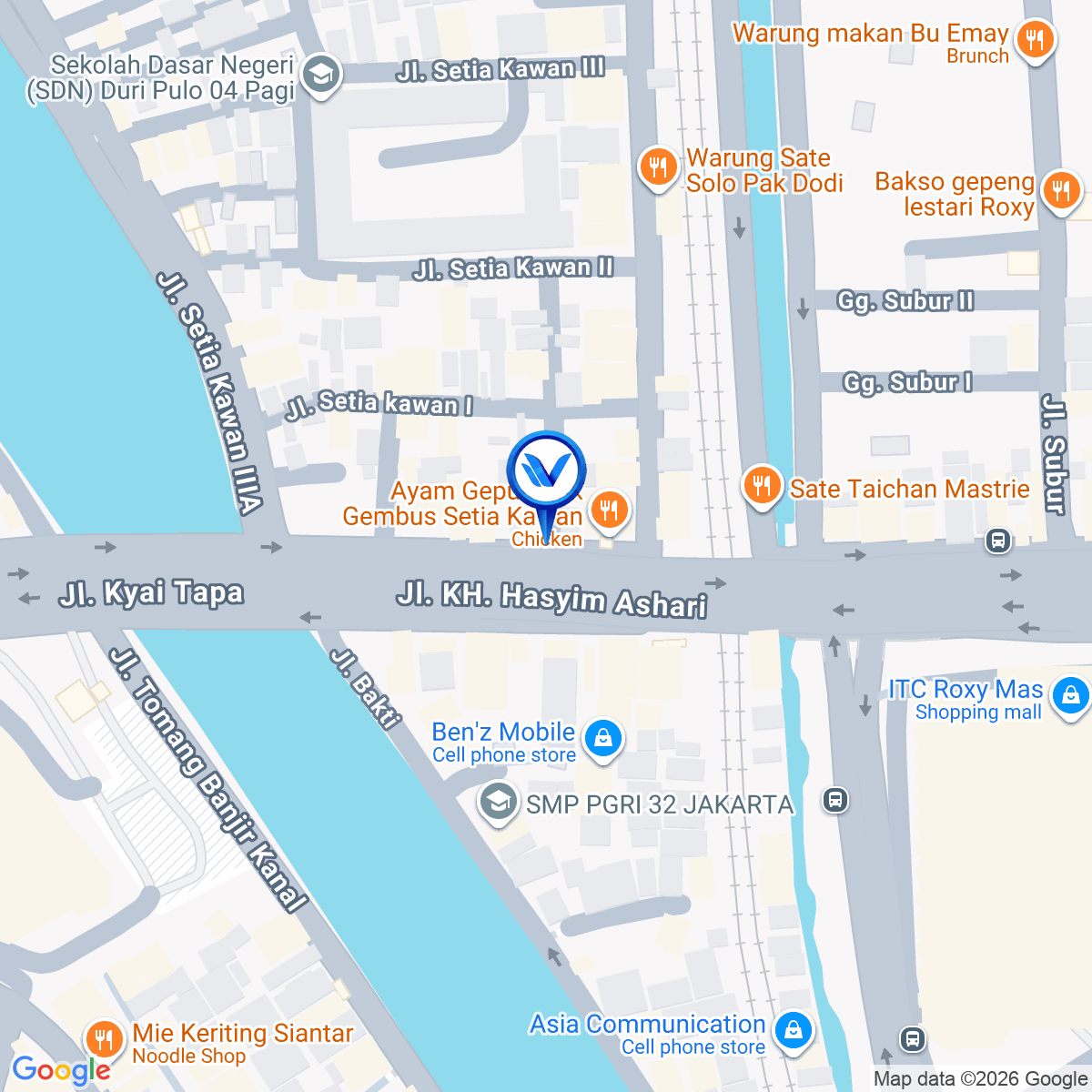 Peta Lokasi Jl. KH. Hasyim Ashari (Depan Roxy Square), Jakarta Pusat
