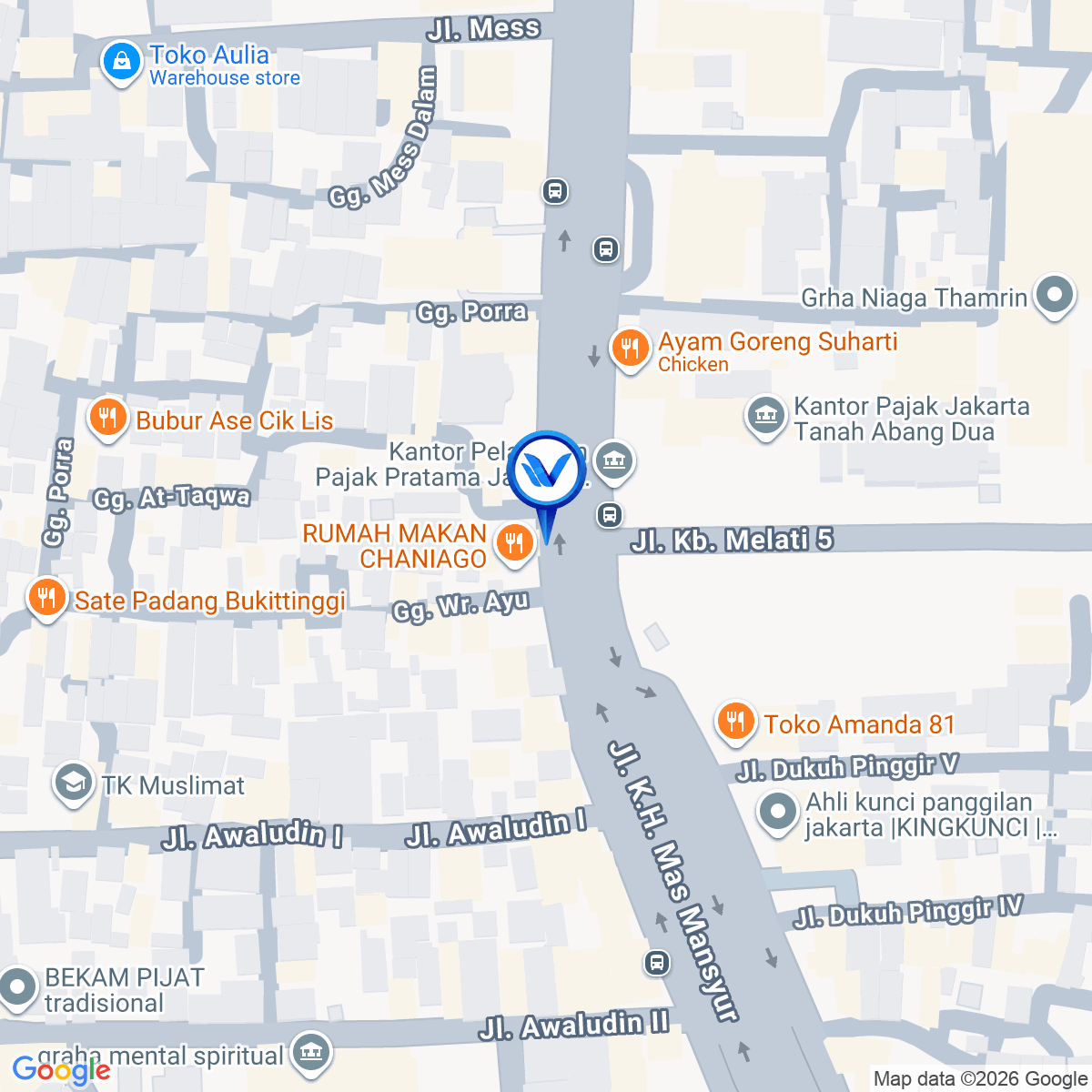 Peta Lokasi Jl. K.H. Mas Mansyur (Dekat Gedung KPP Tanah Abang), Jakarta Pusat