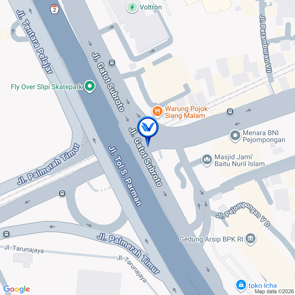 Peta Lokasi Jl. Pejompongan (Flyover), Jakarta Pusat