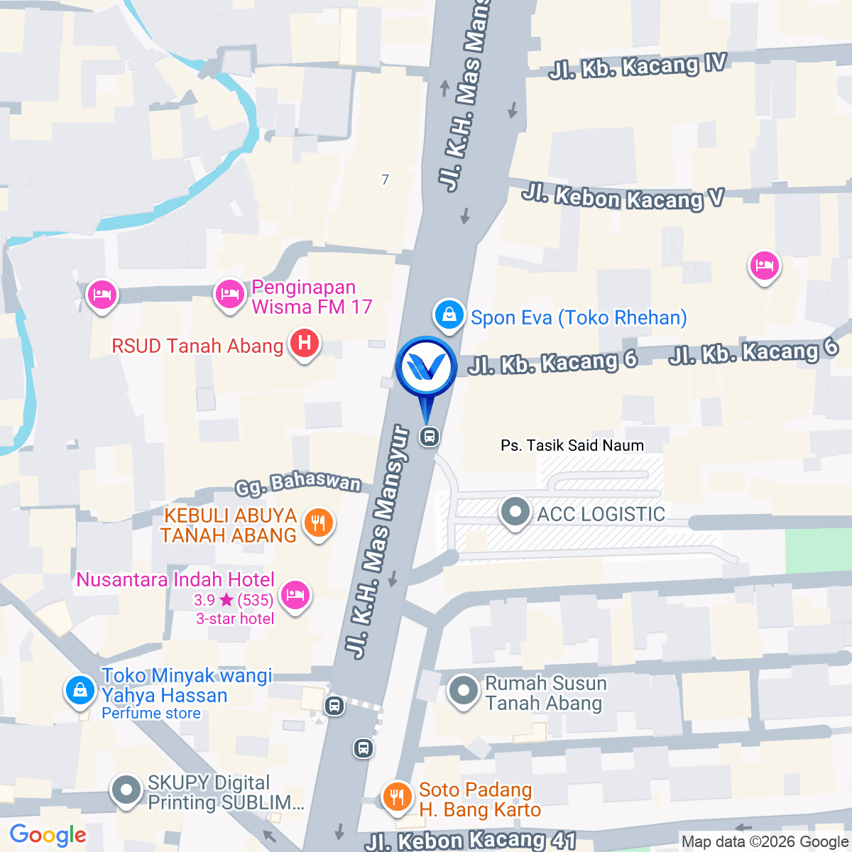 Peta Lokasi Jl. KH Mas Mansyur (Depan Yayasan Said Naum), Jakarta Pusat