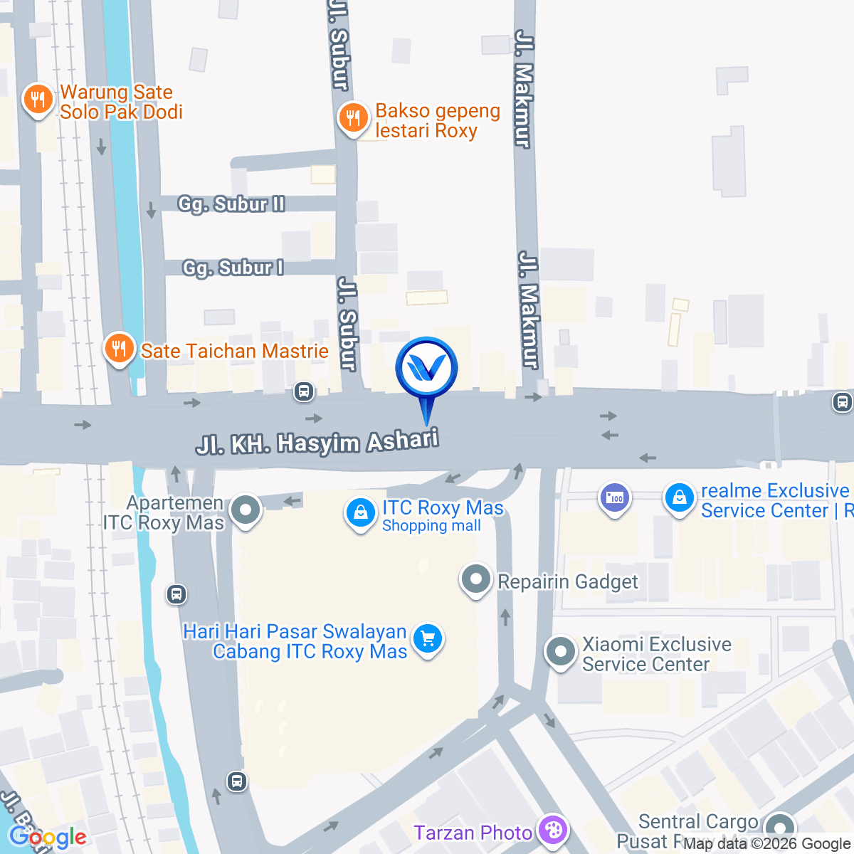 Peta Lokasi Jl. KH Hasyim Ashari (Roxy), Jakarta Pusat