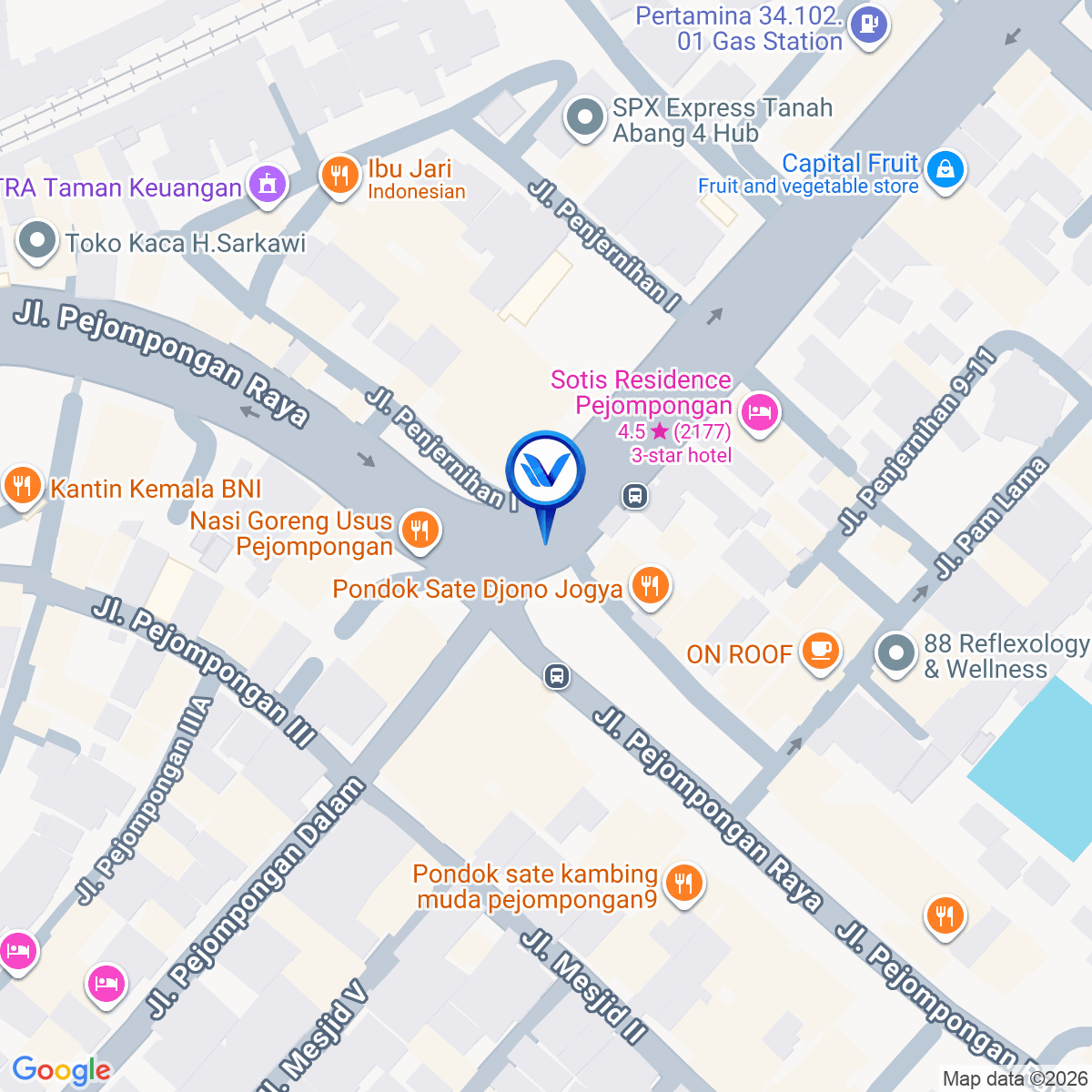Peta Lokasi Jl. Raya Pejompongan, Jakarta Pusat