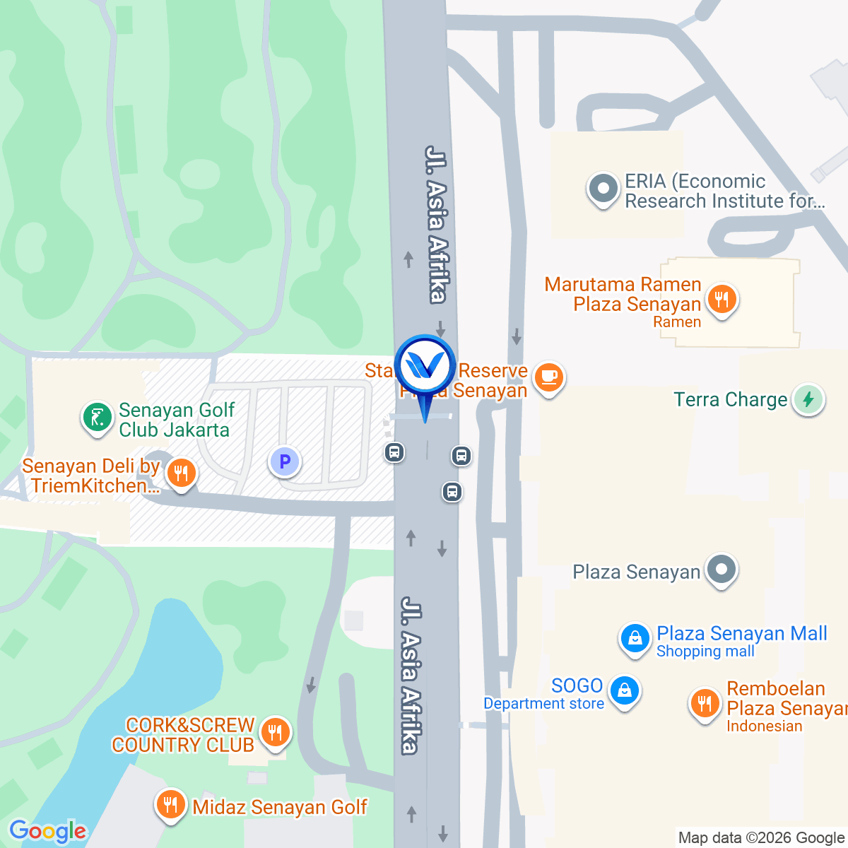Peta Lokasi Jl. Asia Afrika (JPO Senayan), Jakarta Pusat