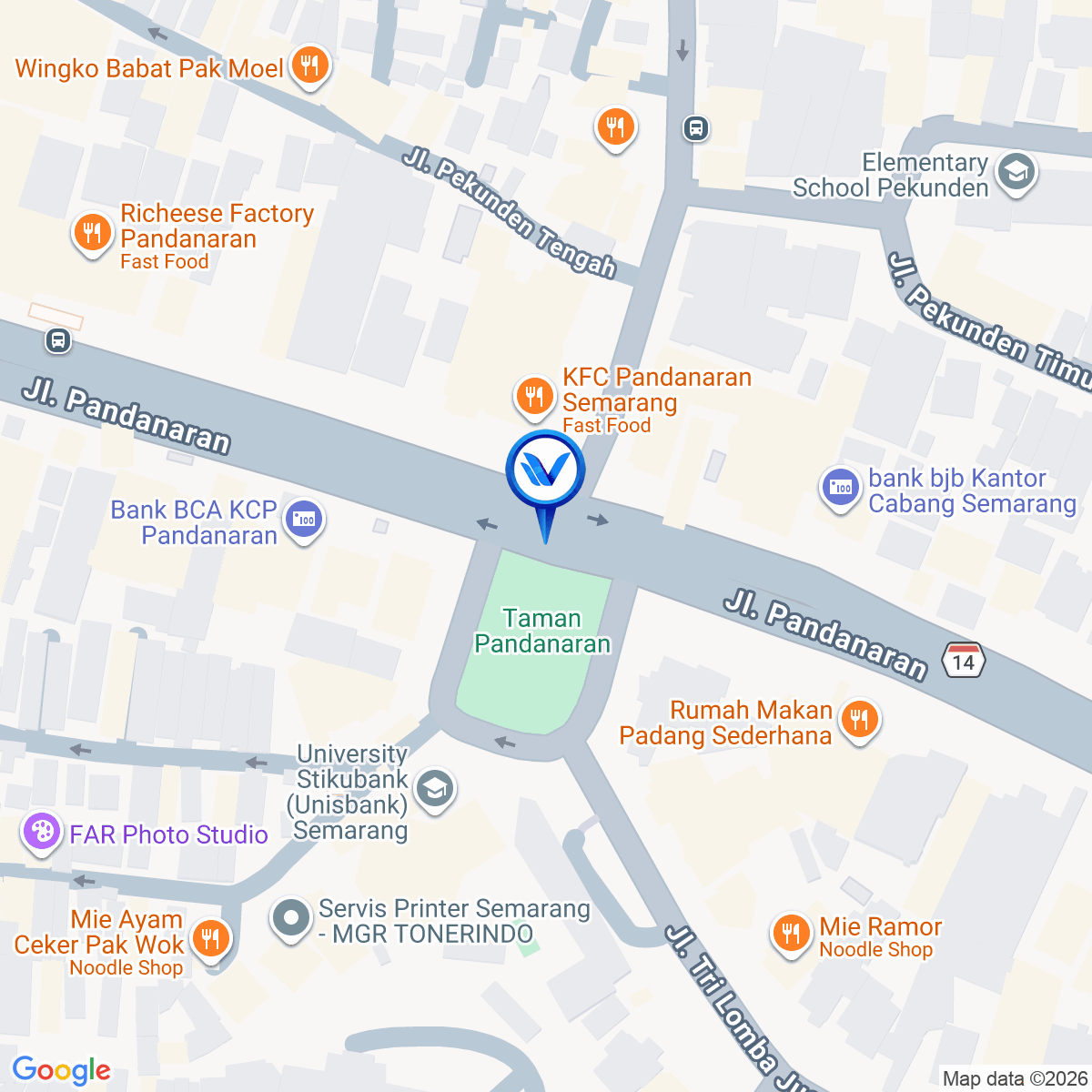 Peta Lokasi Jl. Pandanaran (Depan Taman Pandanaran), Semarang