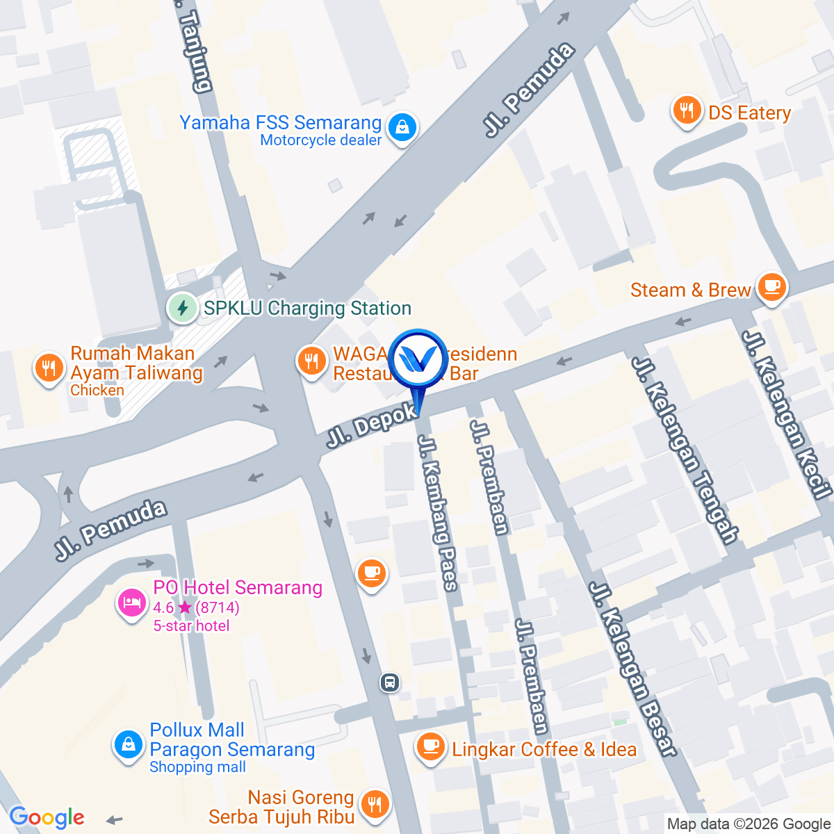 Peta Lokasi Jl. Depok Bundaran Mall Paragon, Semarang