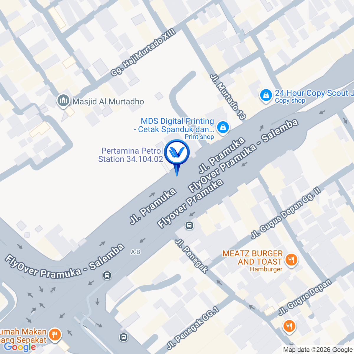 Peta Lokasi Jl. Pramuka (depan SPBU) Kec. Senen – Jakarta Pusat