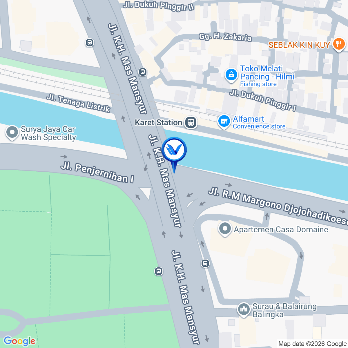 Peta Lokasi Jl. KH Mas Mansyur (FO Karet), Jakarta Pusat