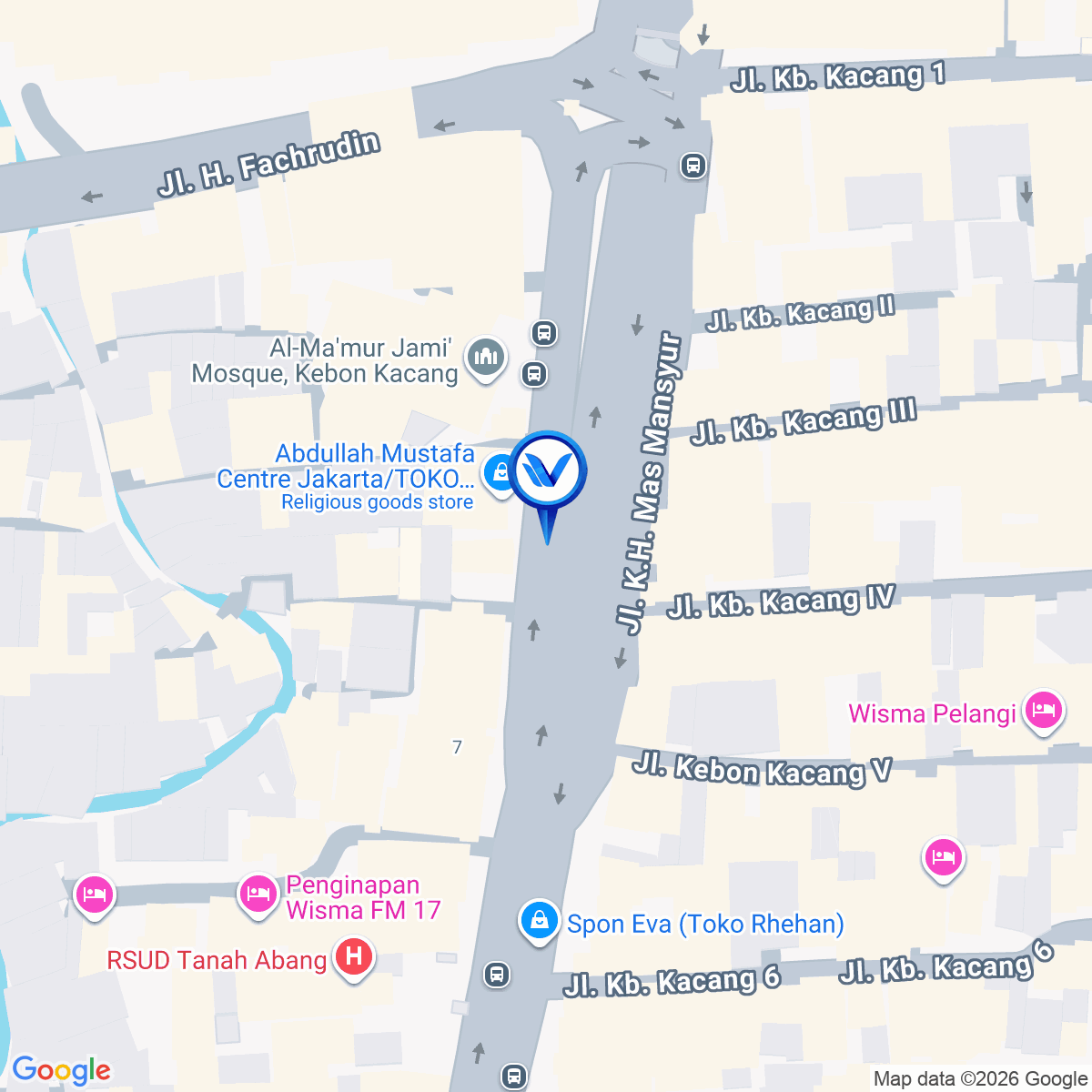 Peta Lokasi Jl. KH Mas Mansyur (Dekat Tanah Abang), Jakarta Pusat