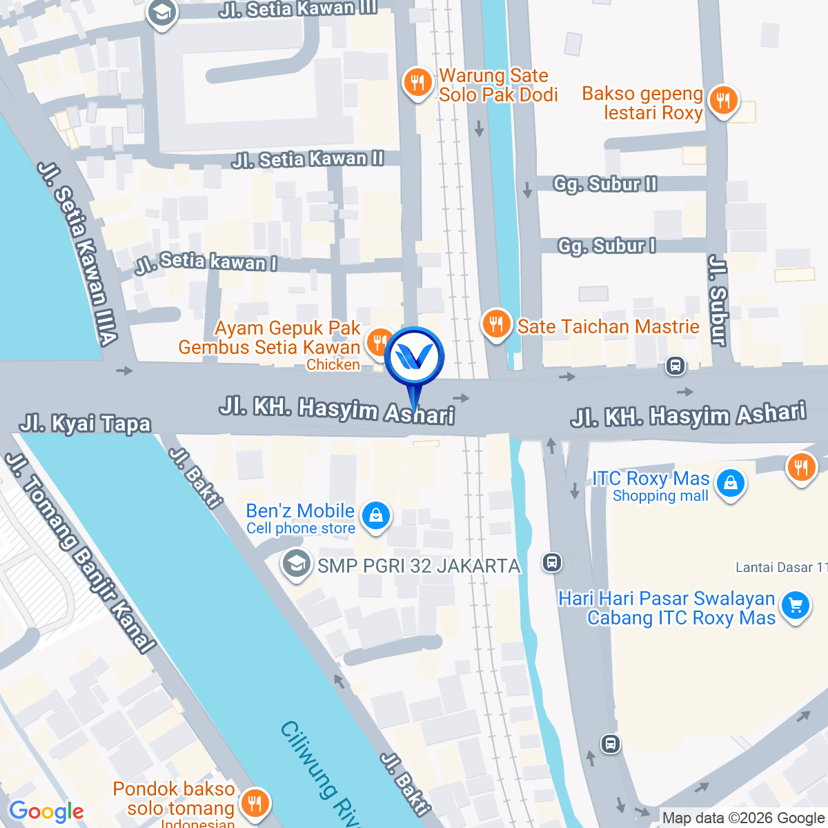Peta Lokasi Jl. KH. Hasyim Ashari (Roxy), Jakarta Pusat
