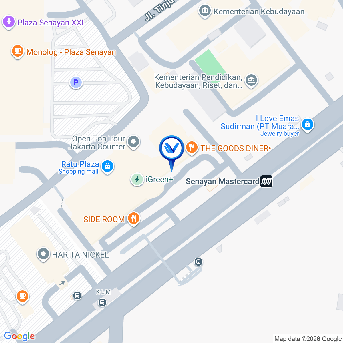 Peta Lokasi Jl. Jend Sudirman (Ratu Plaza), Jakarta Pusat