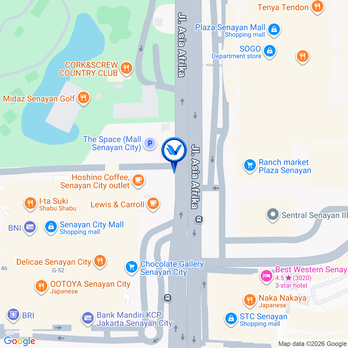 Peta Lokasi Jl. Asia Afrika (Mall Senayan City), Jakarta Pusat