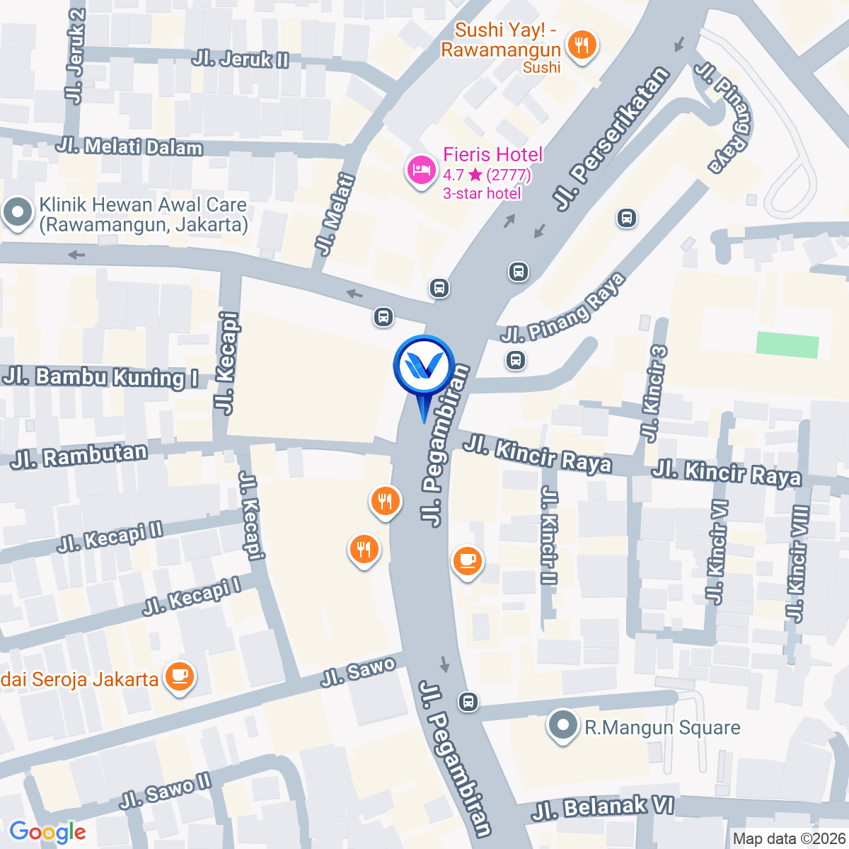 Peta Lokasi Jl. Pegambiran (pasar rawamangun), Jakarta Timur