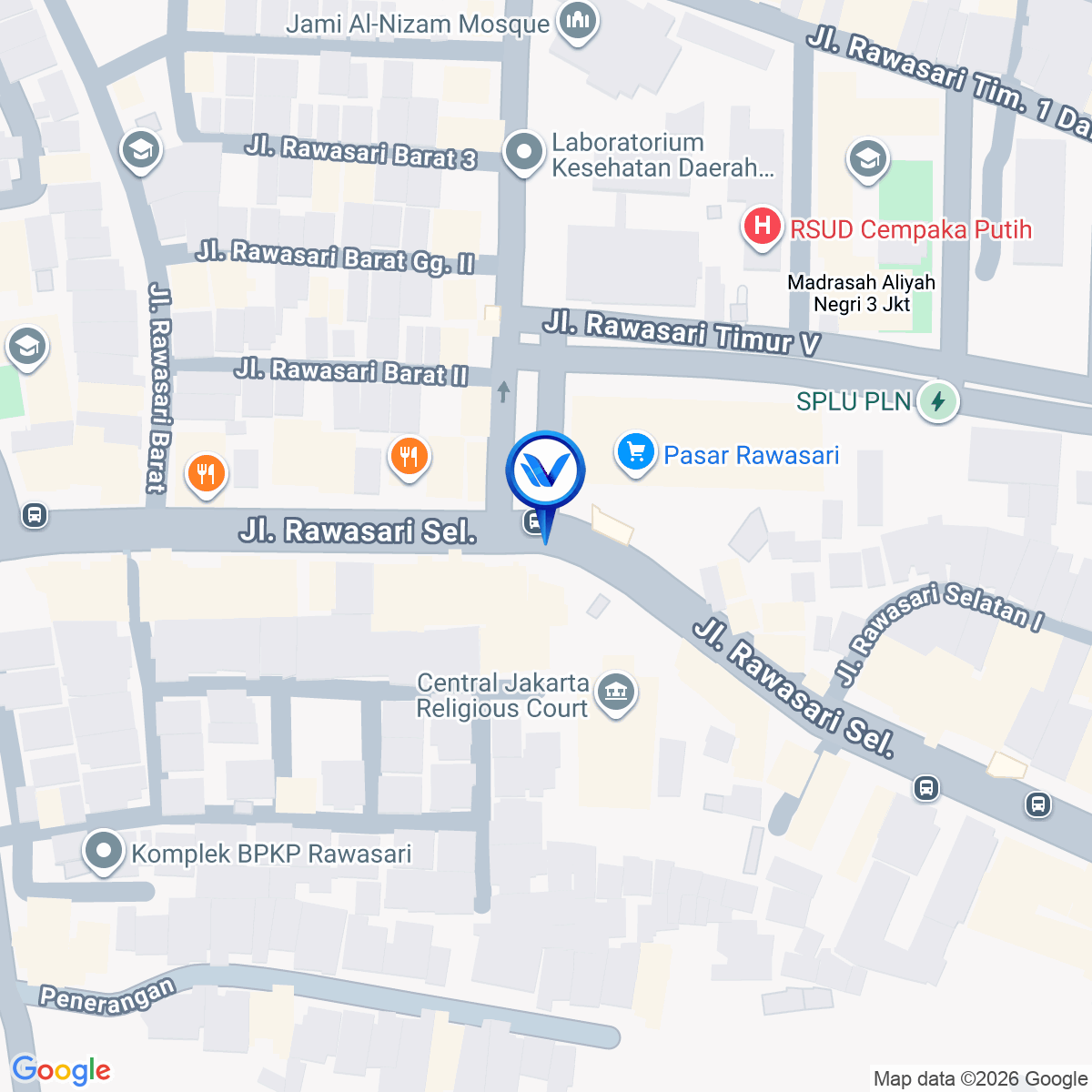 Peta Lokasi Jl. Rawasari Selatan (Pasar Rawasari), Jakarta Timur