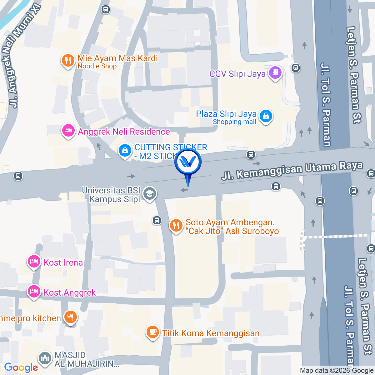 Peta Lokasi Jl. Kemanggisan Utama Raya (Pasar Slipi), Jakarta Barat