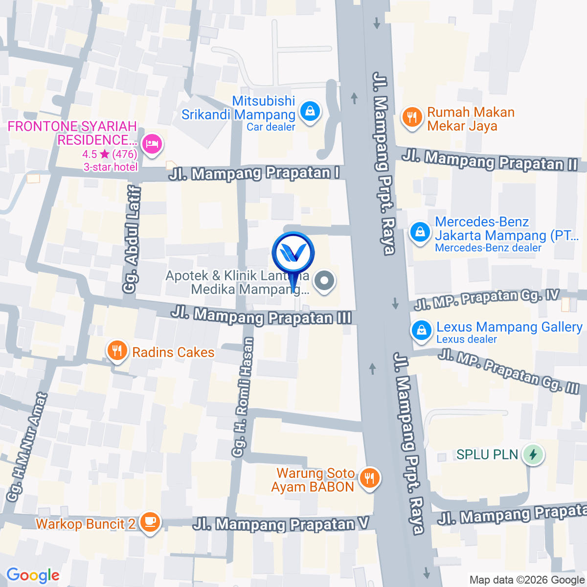 Peta Lokasi JL. MAMPANG PRAPATAN RAYA (DEPAN KLINIK LANTANA MEDIKA), JAKARTA SELATAN