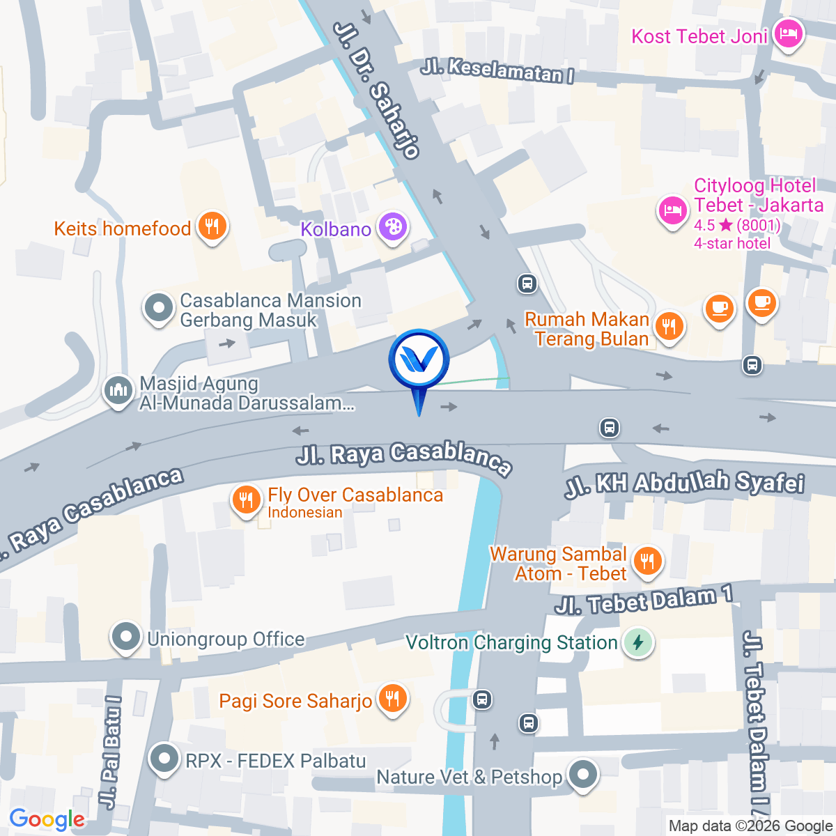 Peta Lokasi Taman Saharjo Jl. KH Abdullah Syafei, Jakarta Selatan