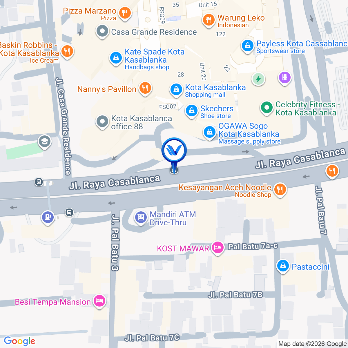 Peta Lokasi LED Kota Kasablanka Mall, Jakarta Selatan