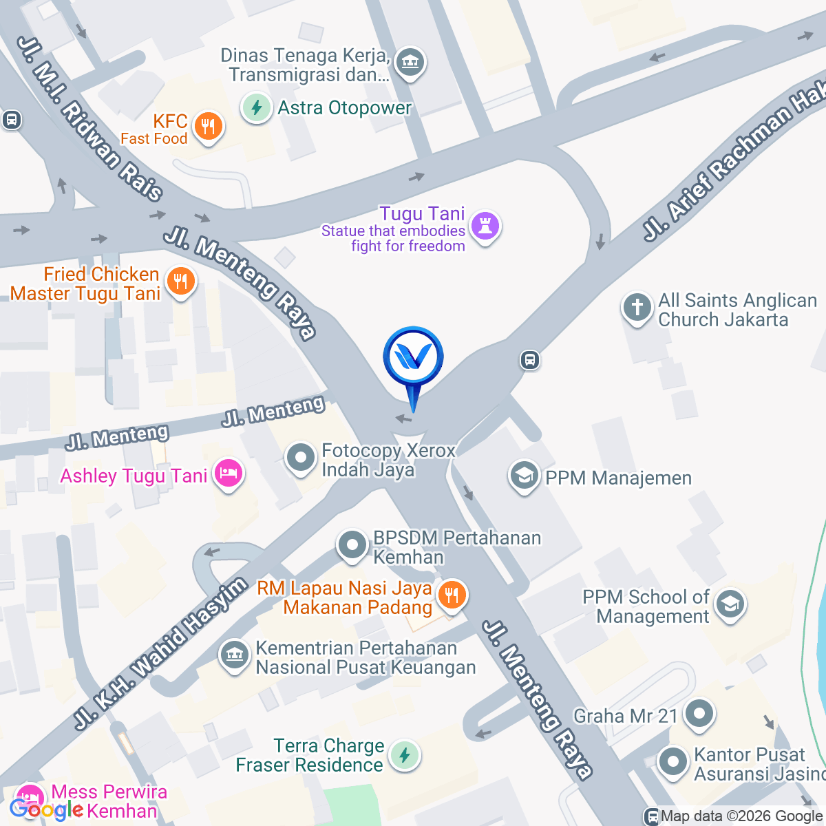 Peta Lokasi LED VIDEOTRON JL. WAHID HASYIM ( BUNDARAN TUGU TANI ), Jakarta Pusat