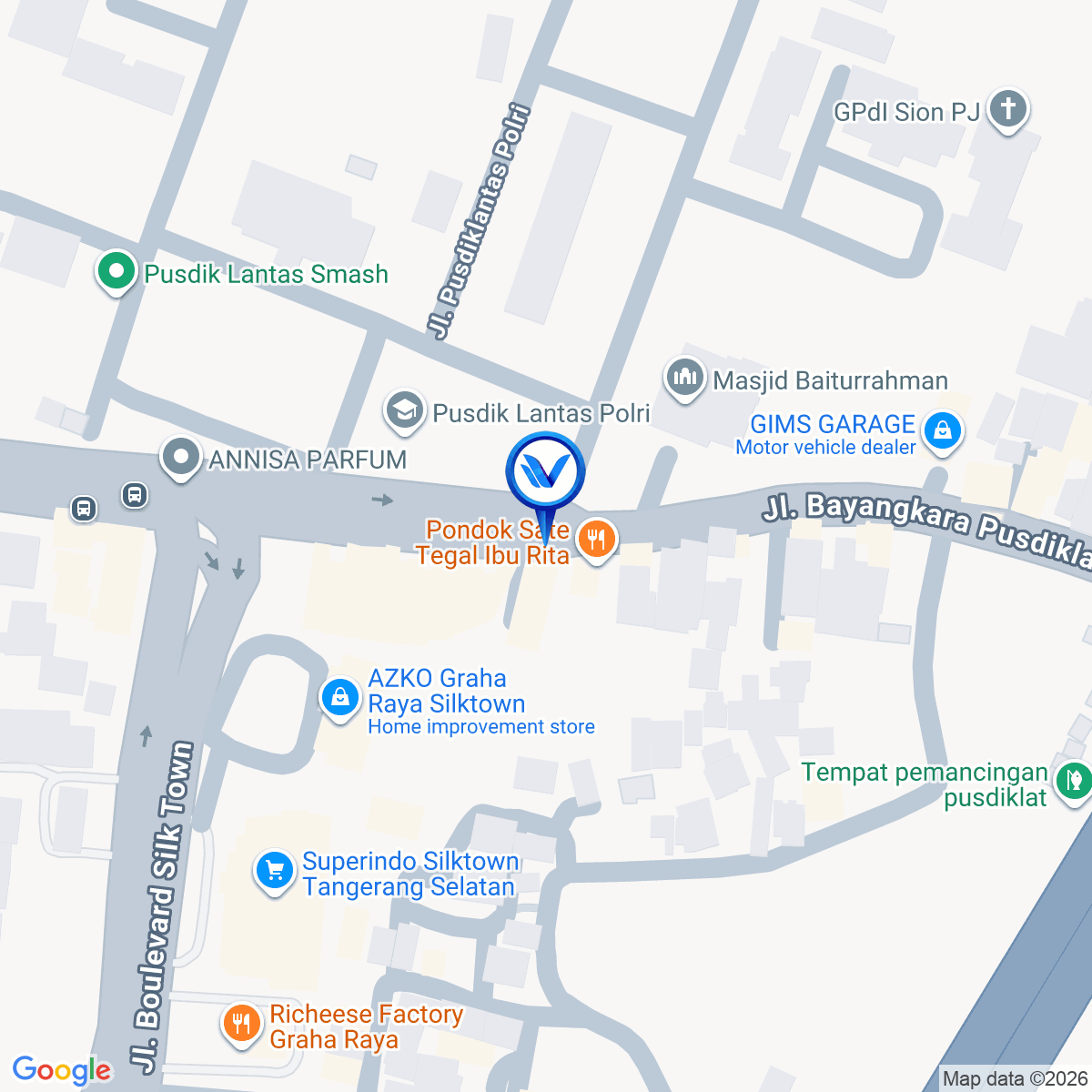 Peta Lokasi Jl. Bhayangkara Pusdiklantas, Tangerang