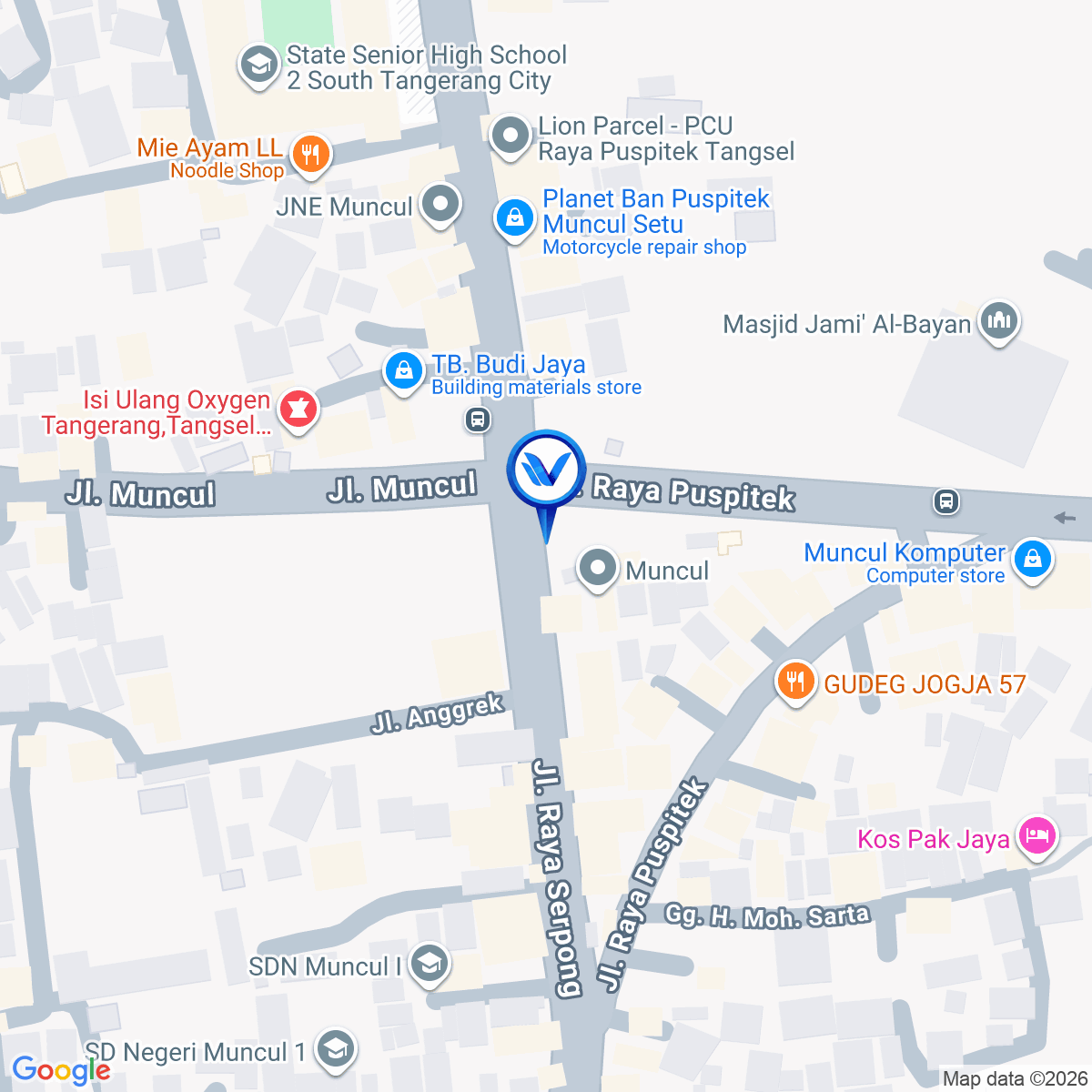 Peta Lokasi Jl. Raya Serpong (Perempatan Muncul), Tangerang Selatan