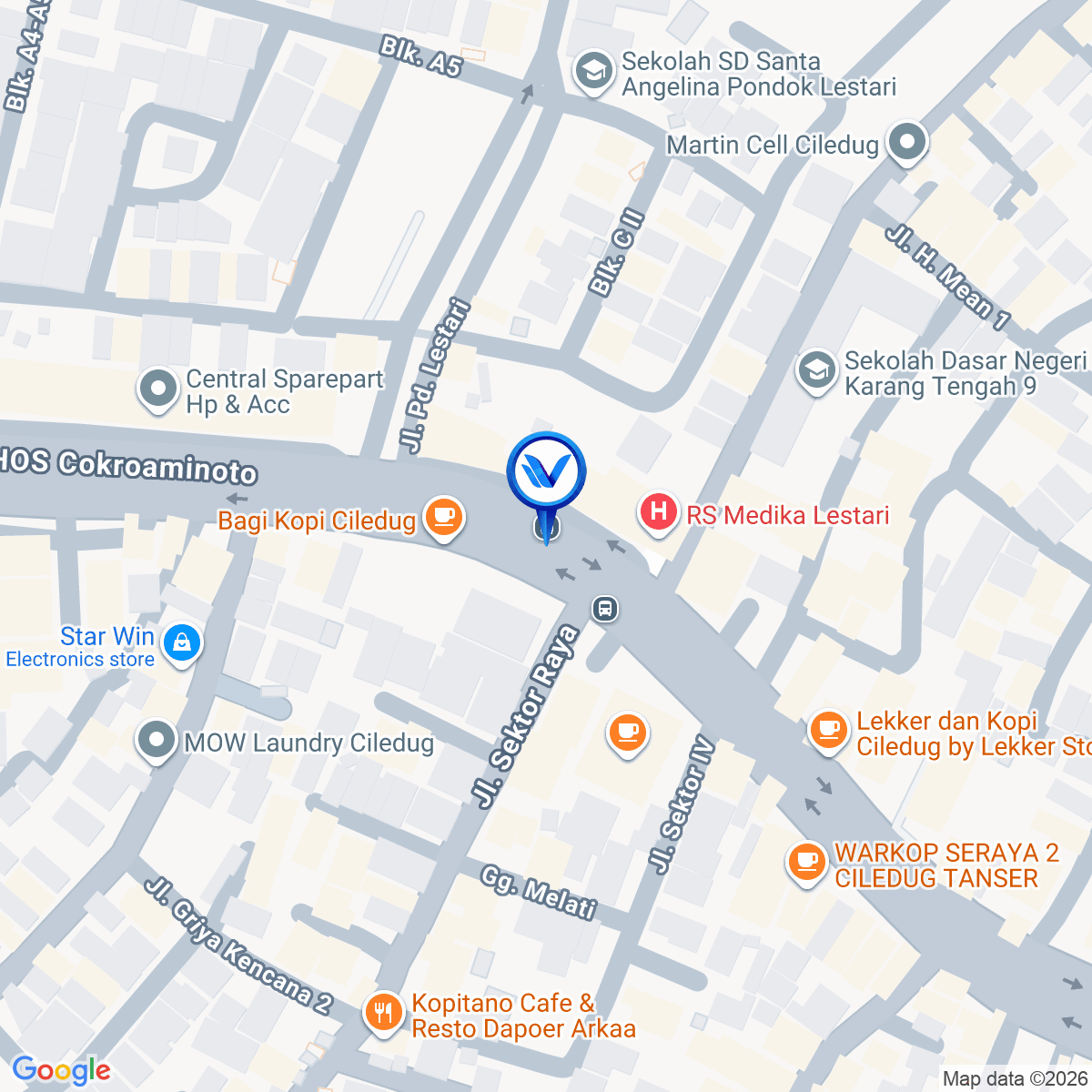 Peta Lokasi Jl. Hos Cokroaminoto CBD (BCA) Ciledug, Tangerang Kota