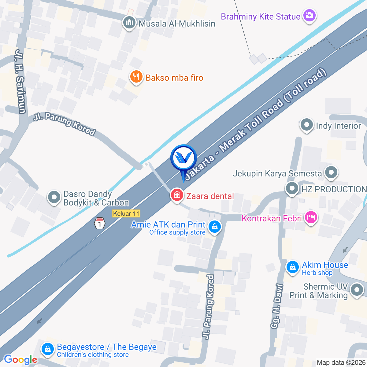 Peta Lokasi Jakarta Tangerang Tol Road KM 09+250, Tangerang