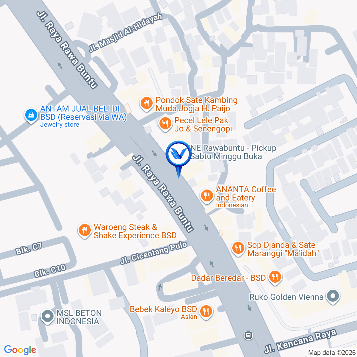 Peta Lokasi Jl. Raya Rawa Buntu, Tangerang Selatan