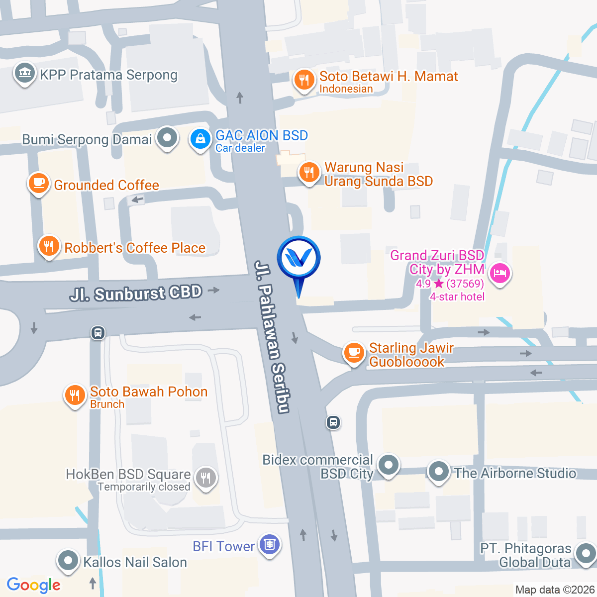 Peta Lokasi Jl. Pahlawan Seribu Dekat Mall Teras Kota, Tangerang Selatan