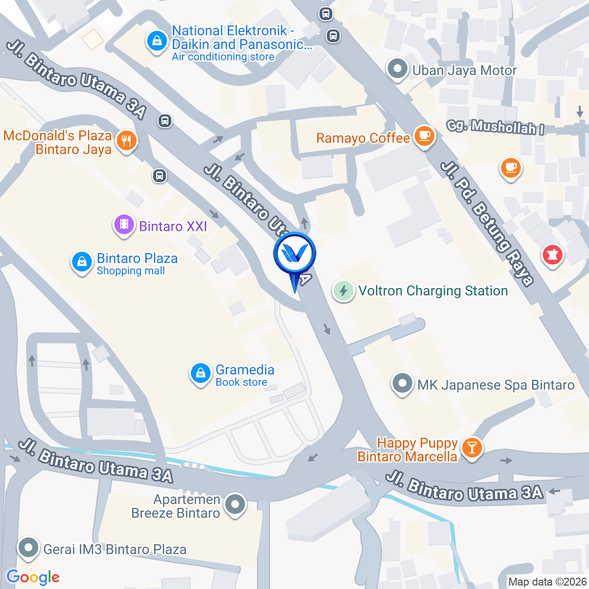 Peta Lokasi Jl. Bintaro Utama 3A, (Seberang Mall Bintaro Plaza), Tangerang Selatan