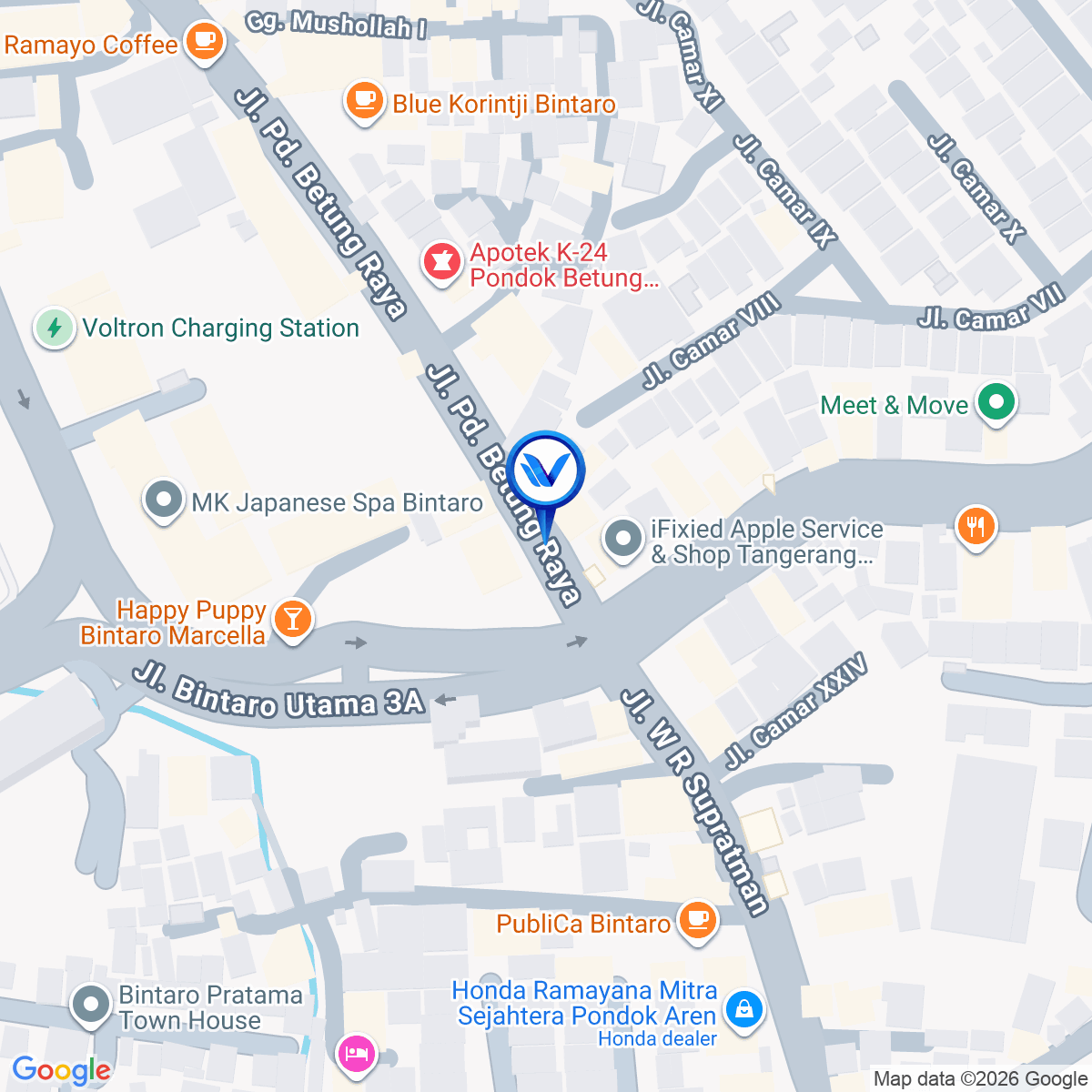 Peta Lokasi Jl. Raya Pondok Betung (Perempatan Bintaro Plaza), Tangerang Selatan