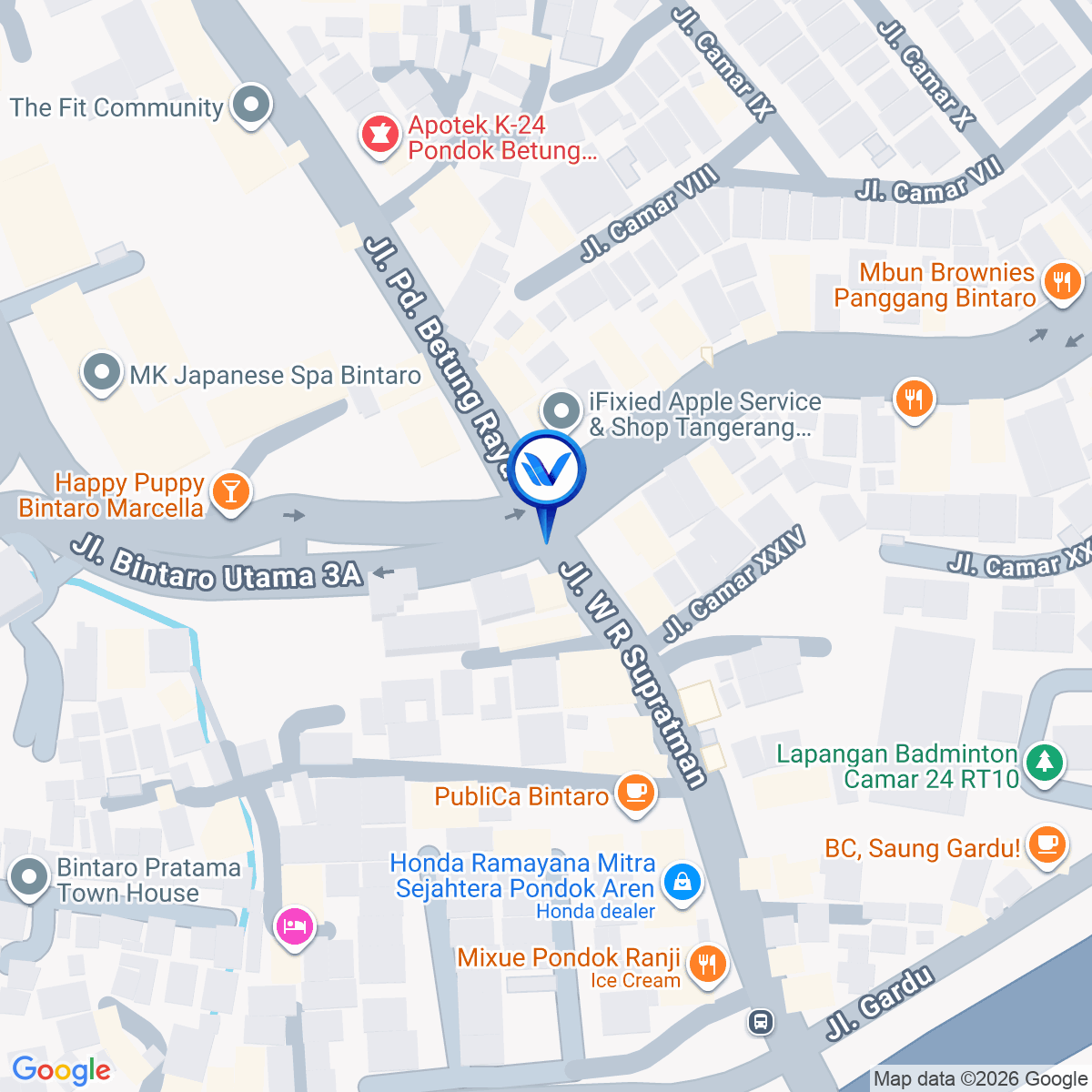 Peta Lokasi Jl. Raya Pondok Betung (Perempatan Bintaro Plaza), Tangerang Selatan