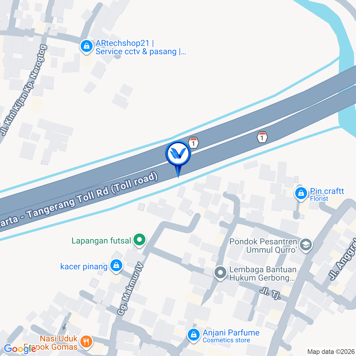 Peta Lokasi Tol Jakarta Tangerang KM 12+250A, Tangerang