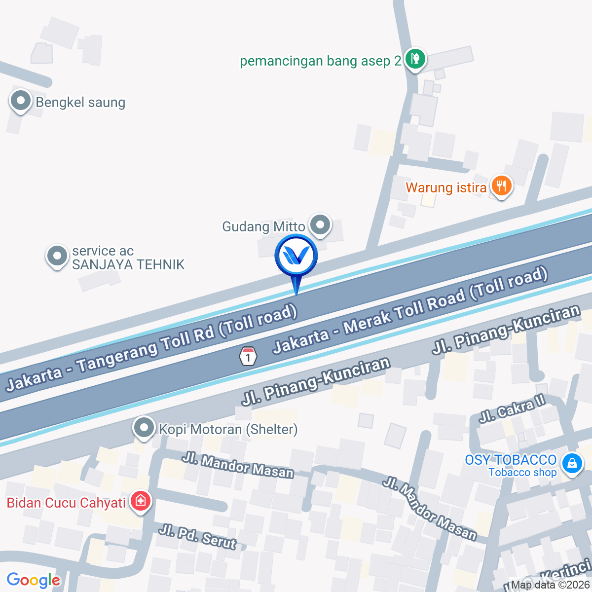 Peta Lokasi Tol Jakarta Tangerang km 14 + 600B, Tangerang