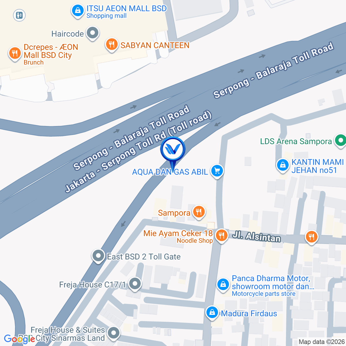 Peta Lokasi Exit Tol Serbaraja, Tangerang