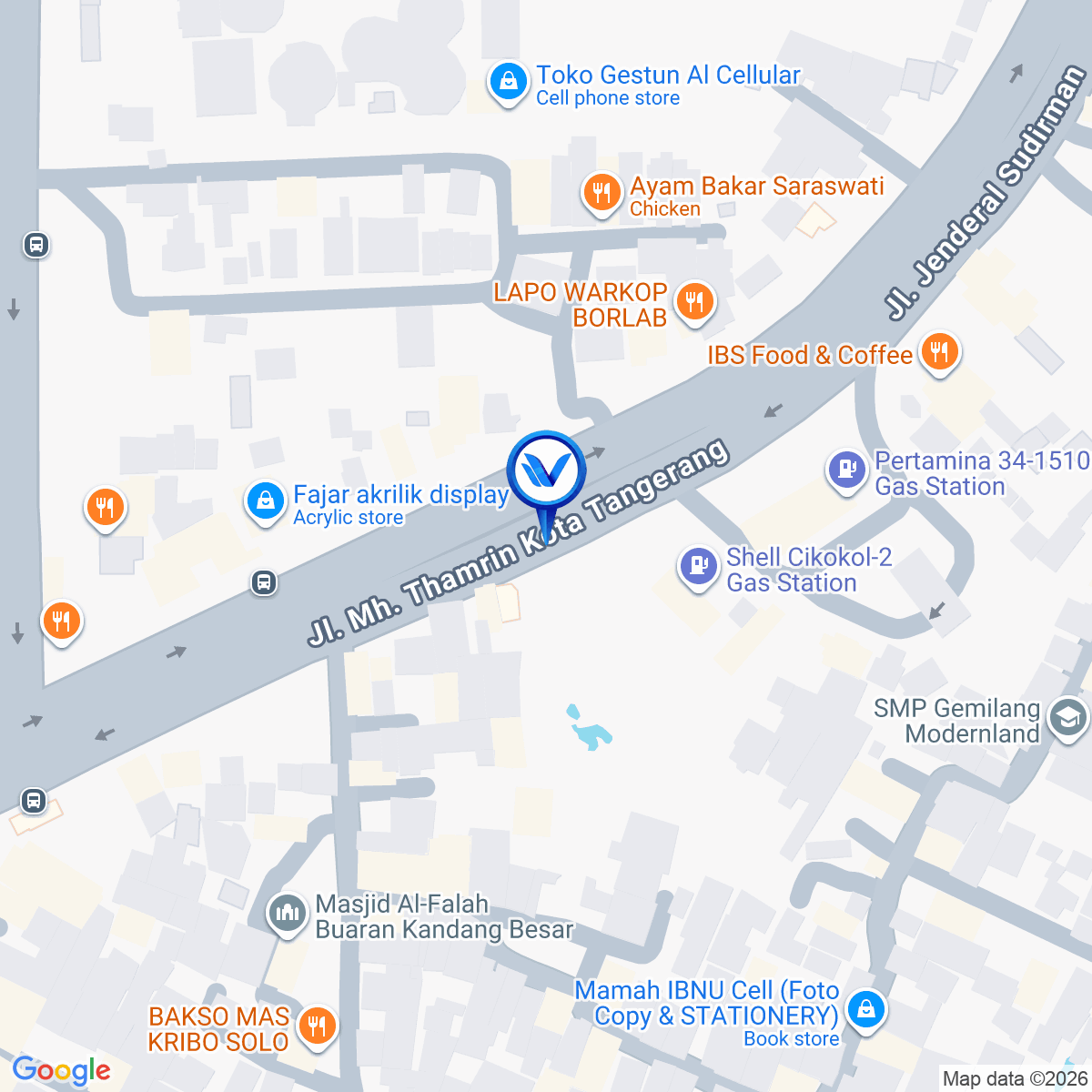 Peta Lokasi Jl. Jend. Sudirman (POM Bensin Shell), Tangerang