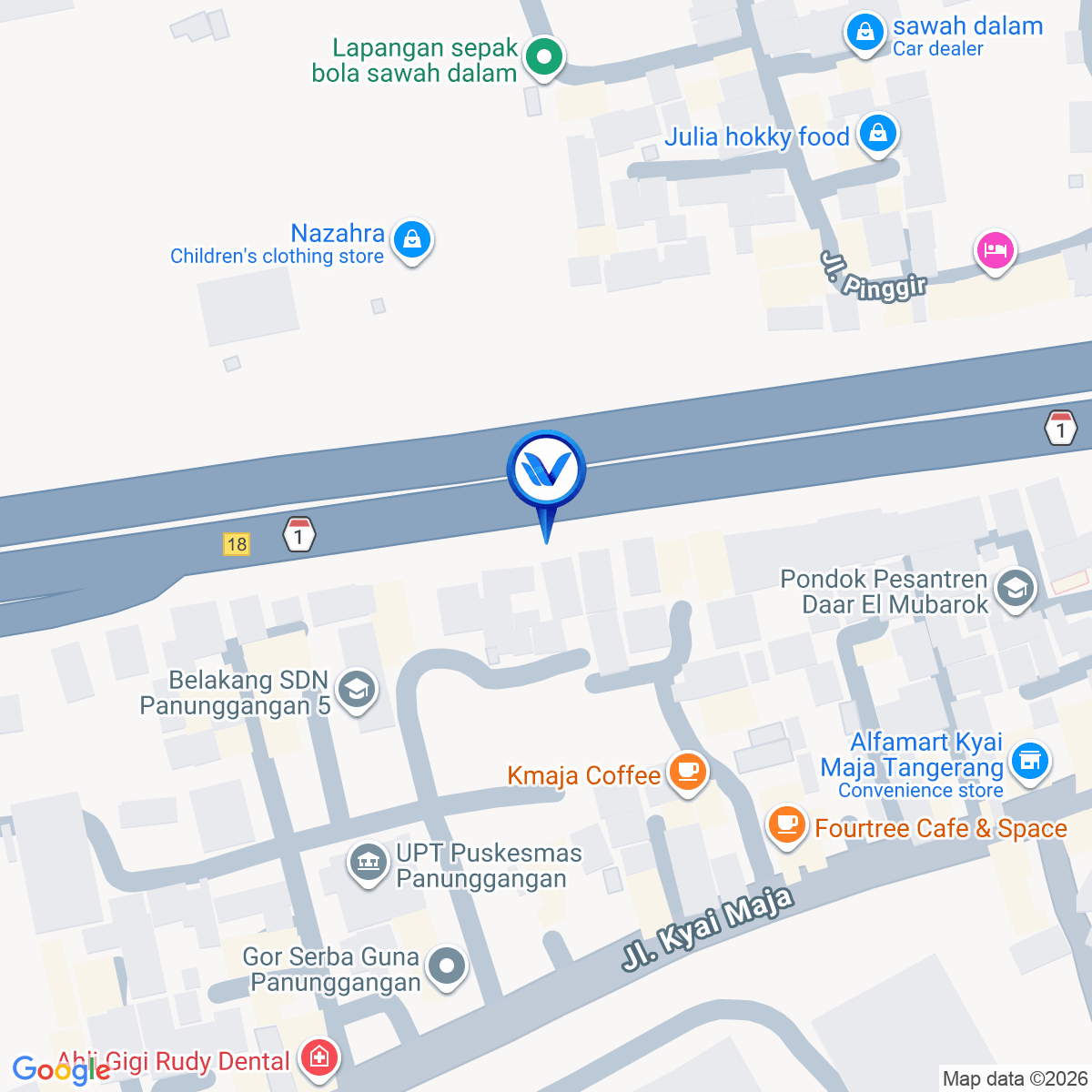 Peta Lokasi Tol Jakarta Tangerang KM 17 + 900 A (Exit Tol Serpong), Tangerang