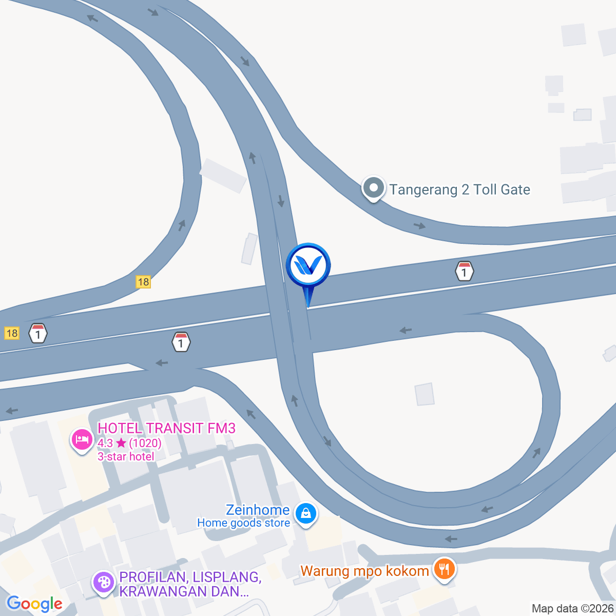 Peta Lokasi Tol Jakarta Tangerang KM 18+700 A, Tangerang