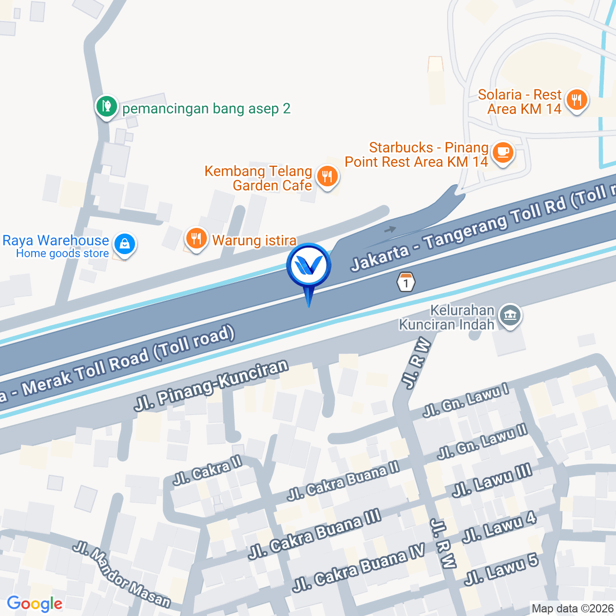 Peta Lokasi Tol Jakarta Tangerang KM 14+400A, Tangerang
