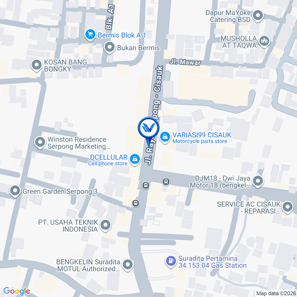 Peta Lokasi Jl. Raya Cisauk (Pertigaan Suradita), Tangerang