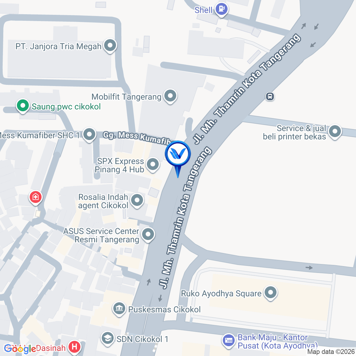 Peta Lokasi Jl. MH Thamrin Sebelum Showroom Mitsubishi, Tangerang