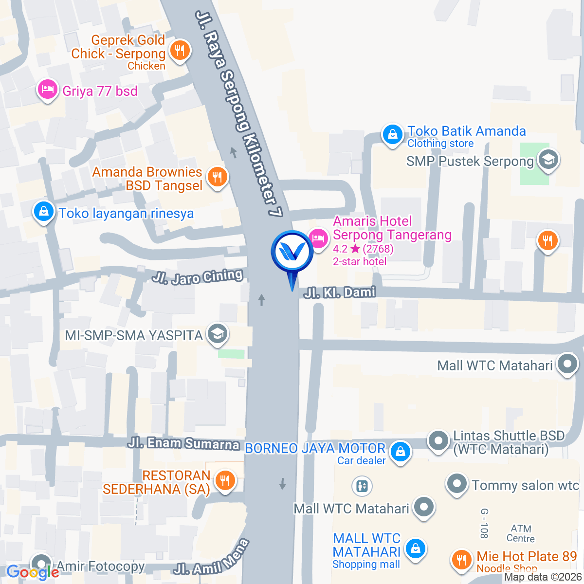 Peta Lokasi Jl. Raya Serpong (depan Hotel Amaris) setelah WTC Matahari, Tangerang