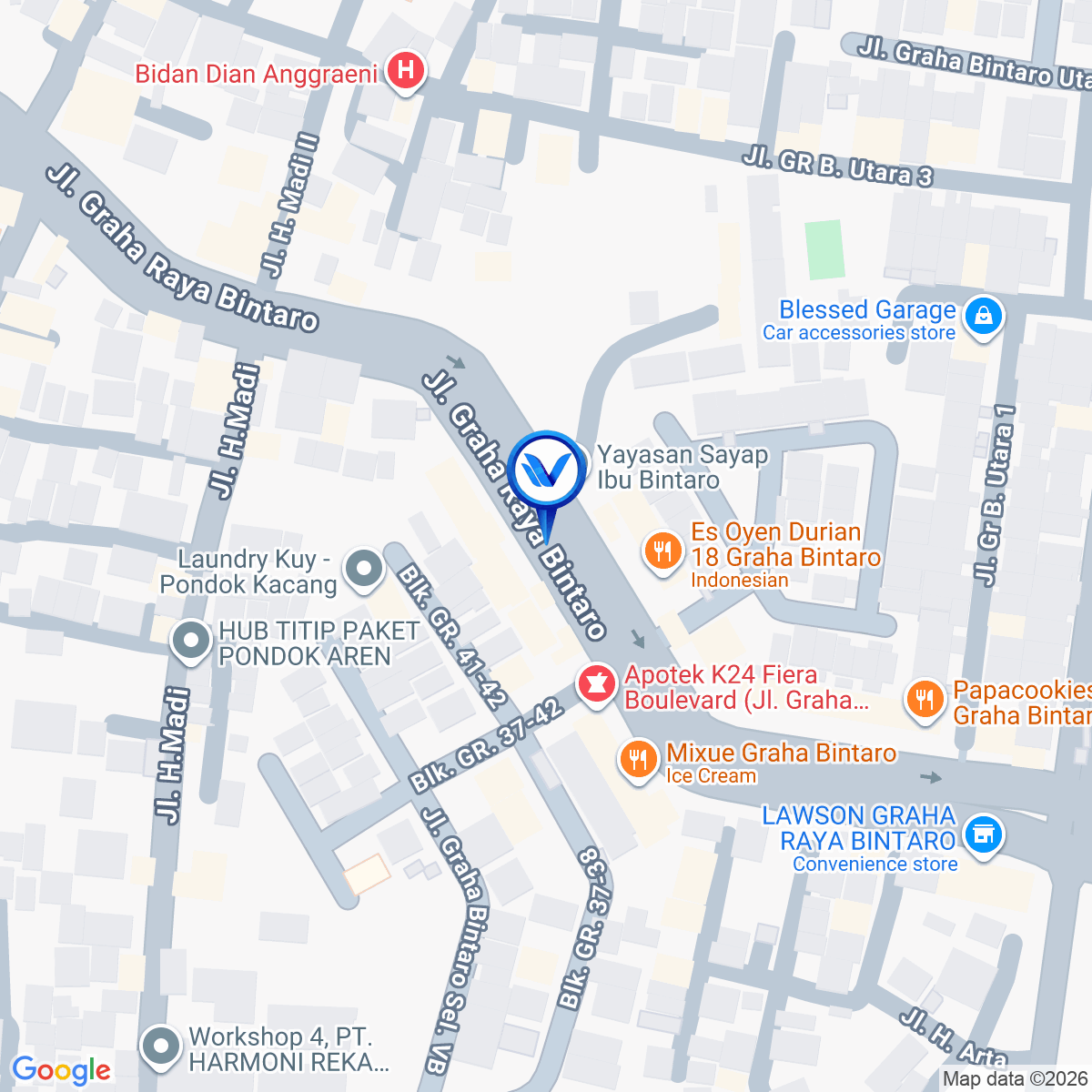Peta Lokasi Jl. Graha raya Bintaro, Pd Kacang Barat, Tangerang Selatan