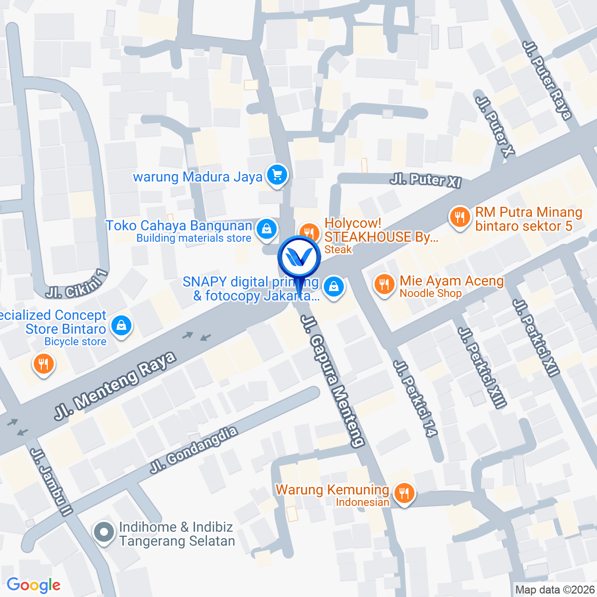 Peta Lokasi Jl. Gapura Menteng Bintaro, Tangerang Selatan
