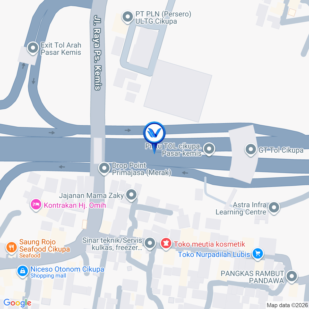 Peta Lokasi Tol Tangerang Merak KM 31 +500 A (Gerbang Tol Cikupa), Tangerang