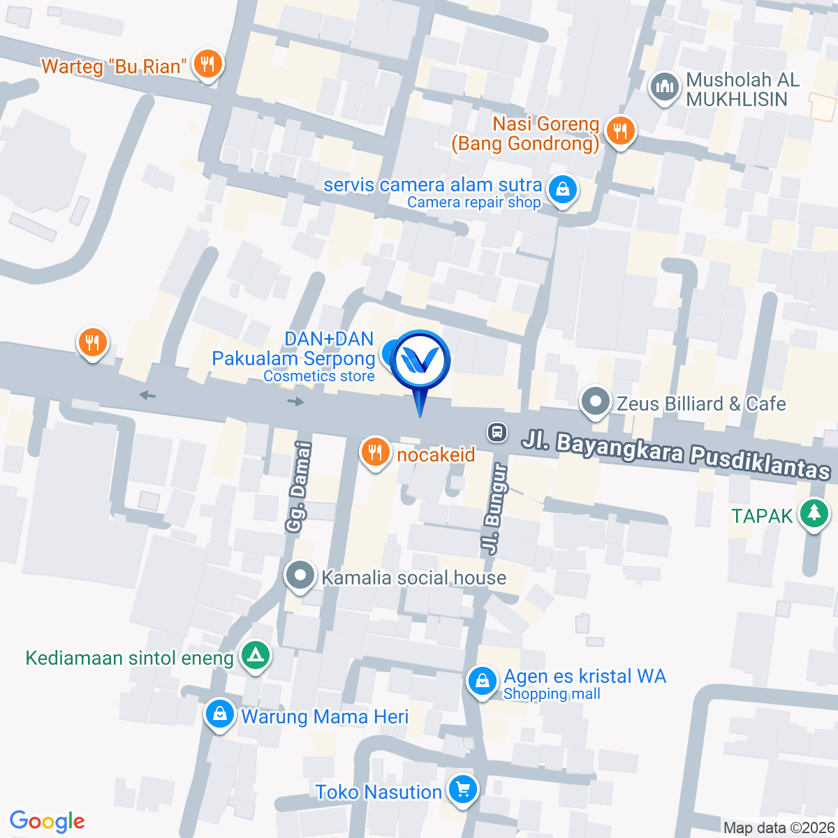 Peta Lokasi Jl. Bayangkara Pusdiklantas, Pakualam, Tangerang Selatan