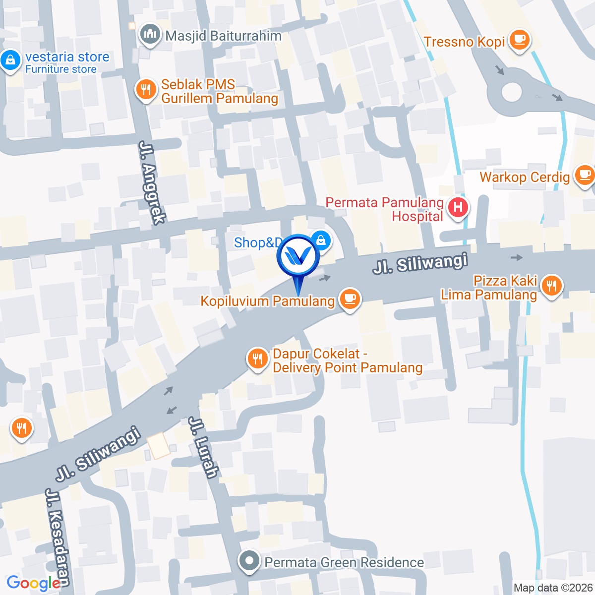 Peta Lokasi Jl. Siliwangi Pamulang, Tangerang Selatan