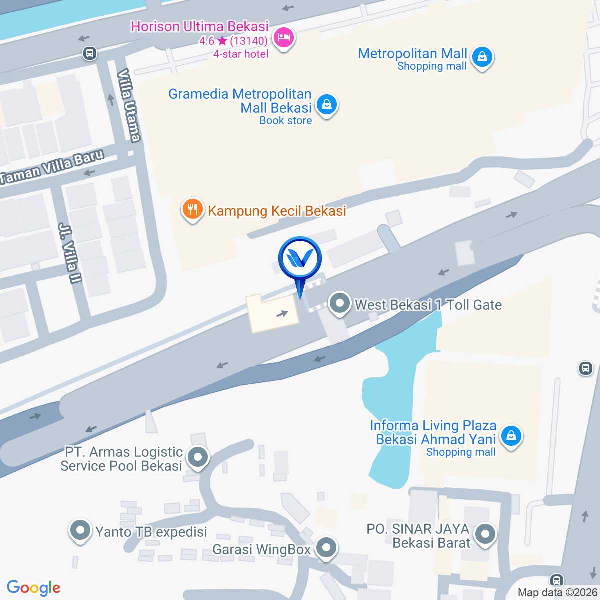 Peta Lokasi Jl. Tol Exit Bekasi Barat, Bekasi